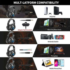 Pholnikas-Q9 Gaming Bluetooth Headphones With Removable External Mic