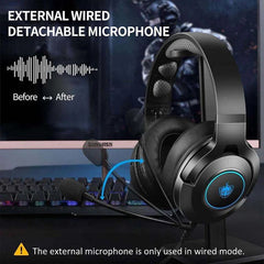 Pholnikas-Q9 Gaming Bluetooth Headphones With Removable External Mic