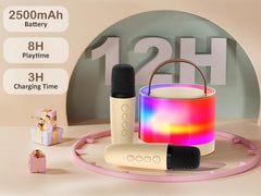 K52 Mini Bluetooth Speaker with Wireless Karaoke Mic & RGB Lights