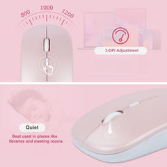 Ultra-Slim Rechargeable Bluetooth Keyboard and Mouse Combo for iOS & Android Devices - Stylish Pink