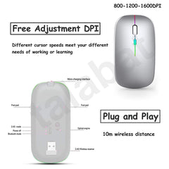 Silent Rechargeable Bluetooth 2.4G Wireless Gaming Mouse with 4 Buttons