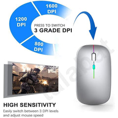 Silent Rechargeable Bluetooth 2.4G Wireless Gaming Mouse with 4 Buttons