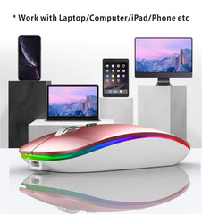 Silent Rechargeable Bluetooth 2.4G Wireless Gaming Mouse with 4 Buttons