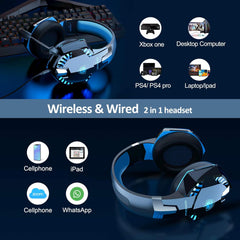 Pholnikas-G2000BT Wired Gaming Headset with Detachable Noise Cancelling Mic