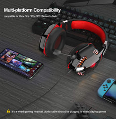 Pholnikas-G2000BT Wired Gaming Headset with Detachable Noise Cancelling Mic