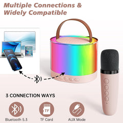 K52 Mini Bluetooth Speaker with Wireless Karaoke Mic & RGB Lights