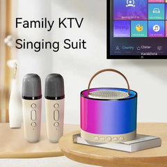 K52 Mini Bluetooth Speaker with Wireless Karaoke Mic & RGB Lights