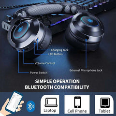 Pholnikas-Q9 Gaming Bluetooth Headphones With Removable External Mic