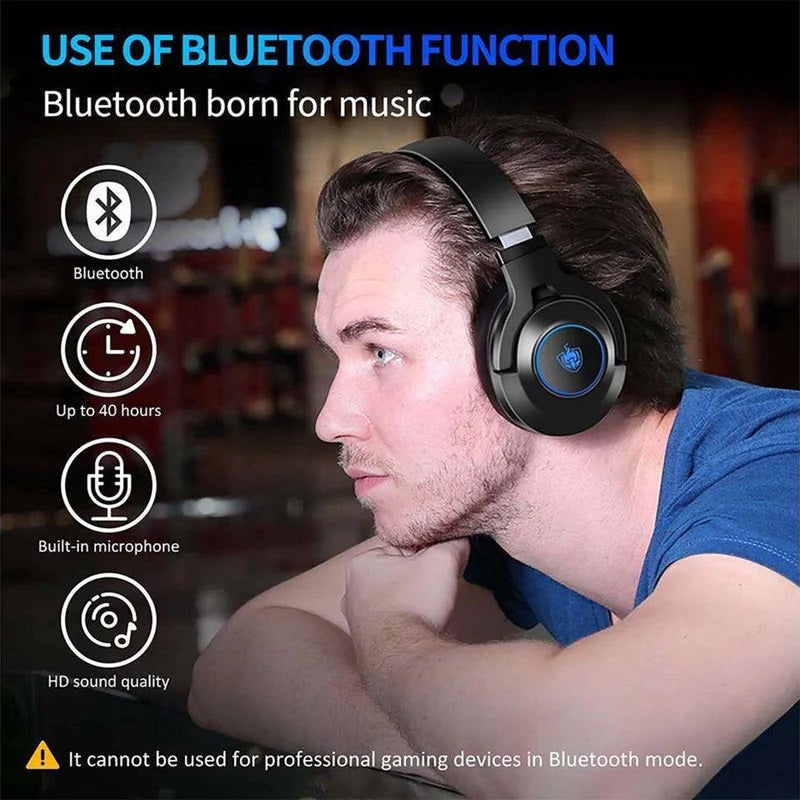 Pholnikas-Q9 Gaming Bluetooth Headphones With Removable External Mic
