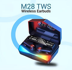 M28 Wireless Earbuds TWS Bluetooth 5.1 Earphones Touch Control Headphones Microphone Mirror Screen LED Display