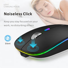 Silent Rechargeable Bluetooth 2.4G Wireless Gaming Mouse with 4 Buttons