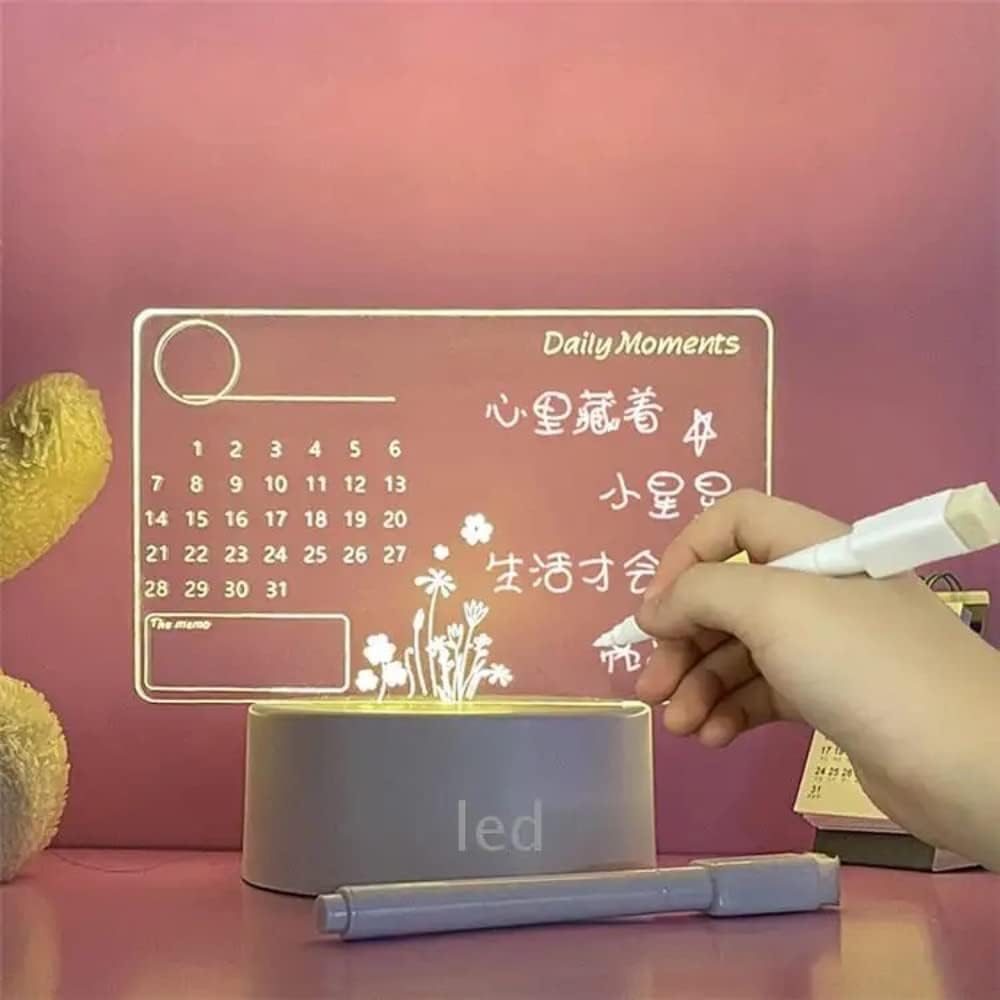 3D Acrylic LED Message Board with Stand & Rewritable Pen