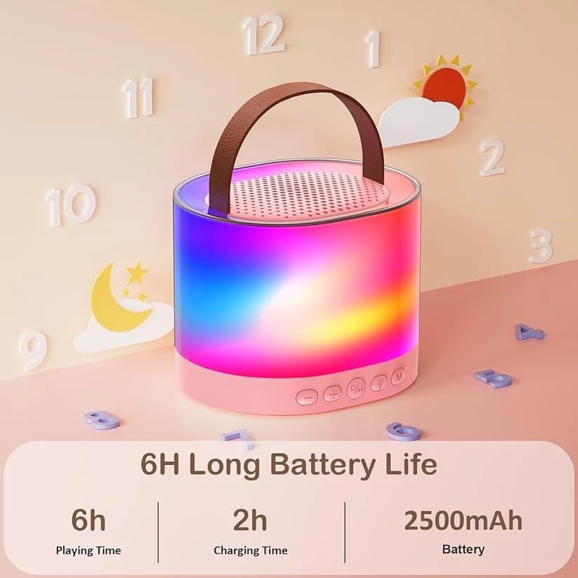 K52 Mini Bluetooth Speaker with Wireless Karaoke Mic & RGB Lights