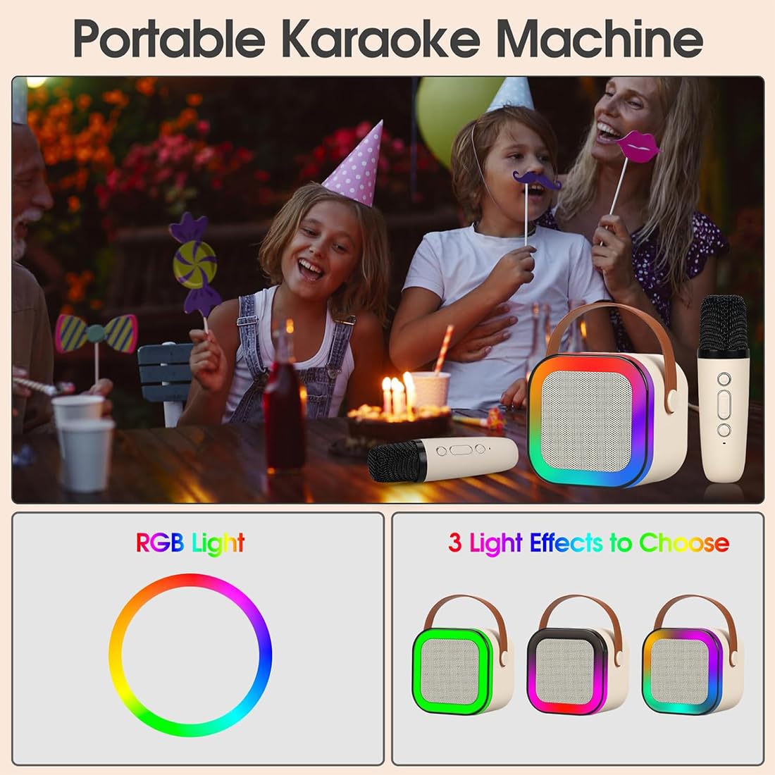 K12 Mini Portable Bluetooth Karaoke Speaker with Dual Microphones