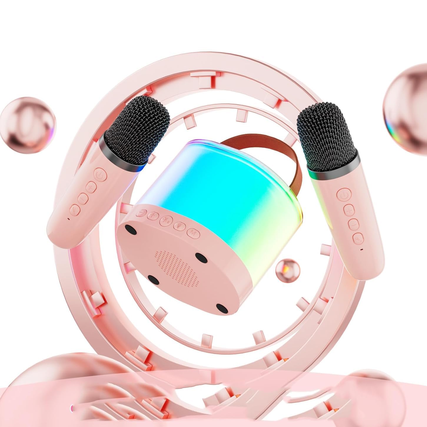 K52 Mini Bluetooth Speaker with Wireless Karaoke Mic & RGB Lights