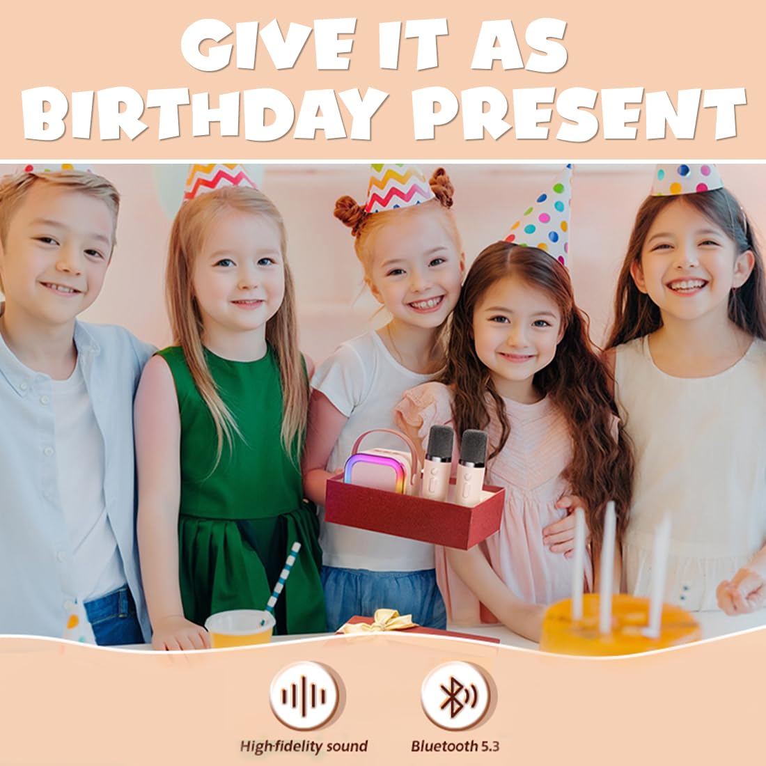 K12 Mini Portable Bluetooth Karaoke Speaker with Dual Microphones