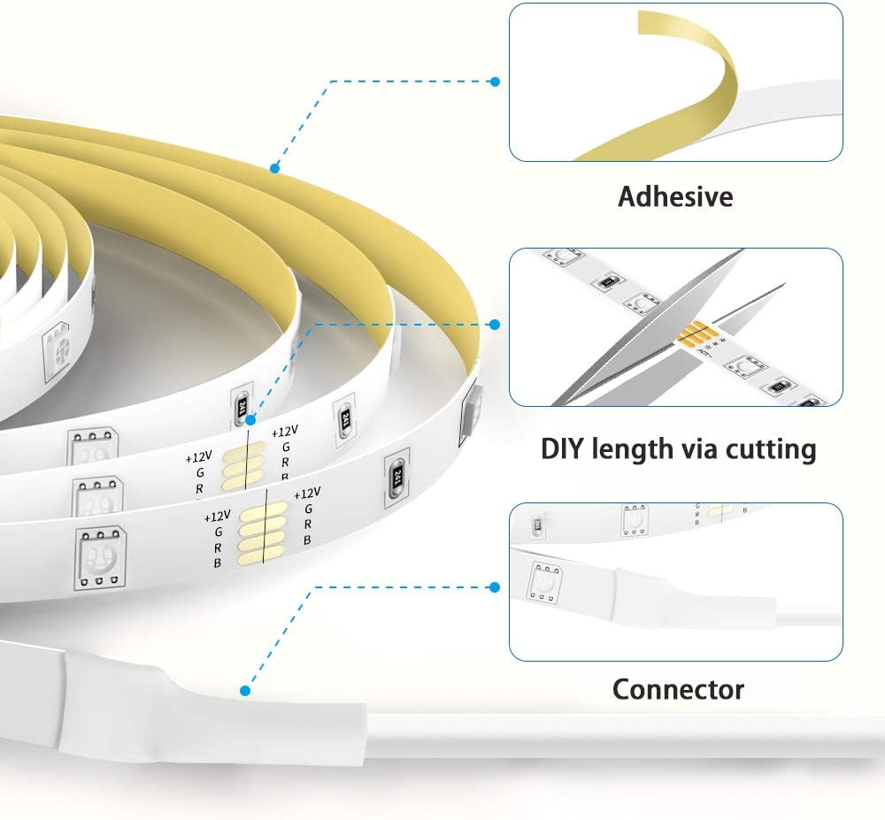 Govee H6189 LED Strip Lights with Remote Control & 20 Colors - DIY Color Changing Light Strip