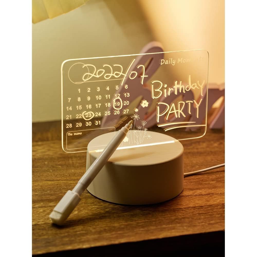 3D Acrylic LED Message Board with Stand & Rewritable Pen