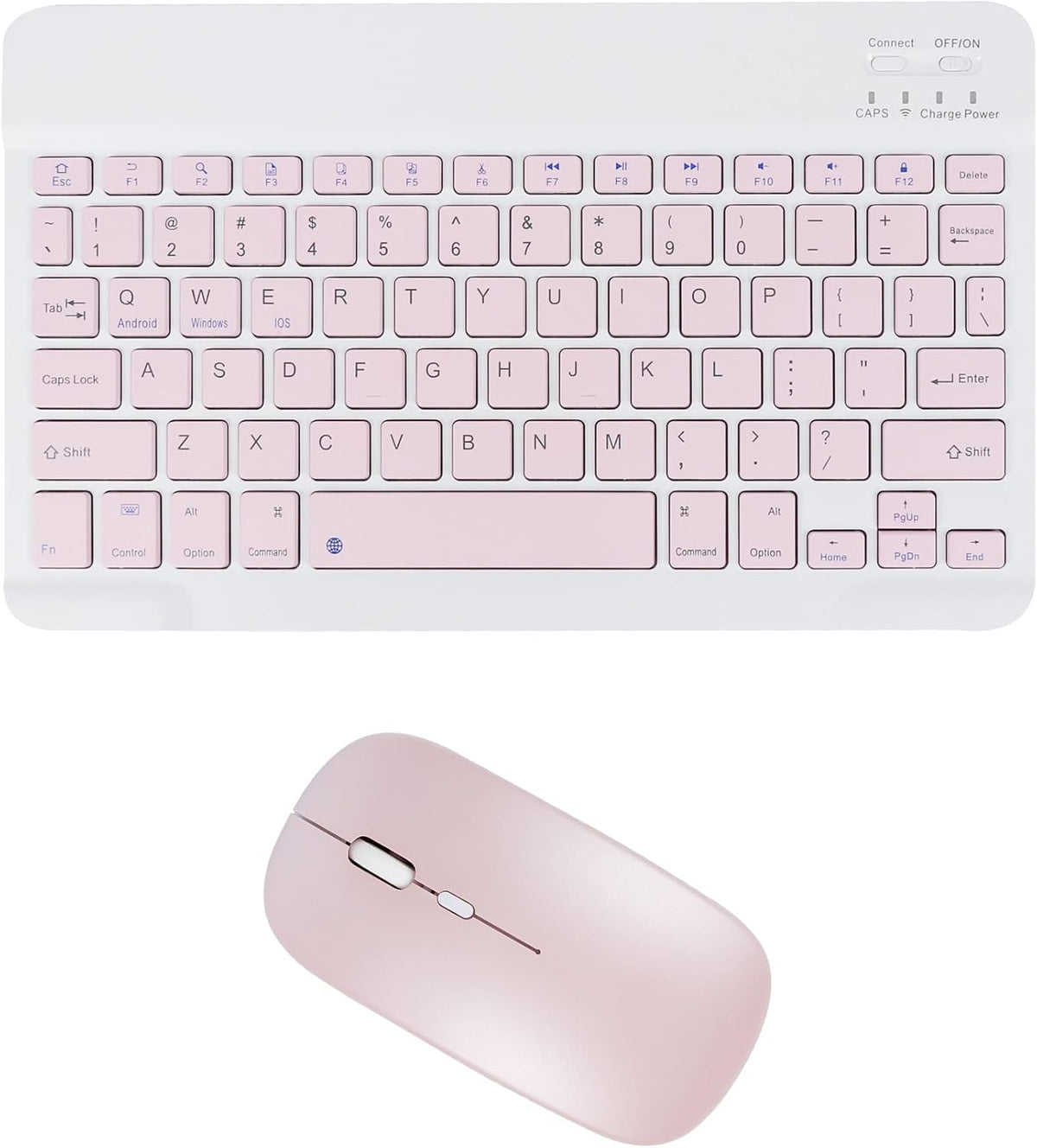 Ultra-Slim Rechargeable Bluetooth Keyboard and Mouse Combo for iOS & Android Devices - Stylish Pink