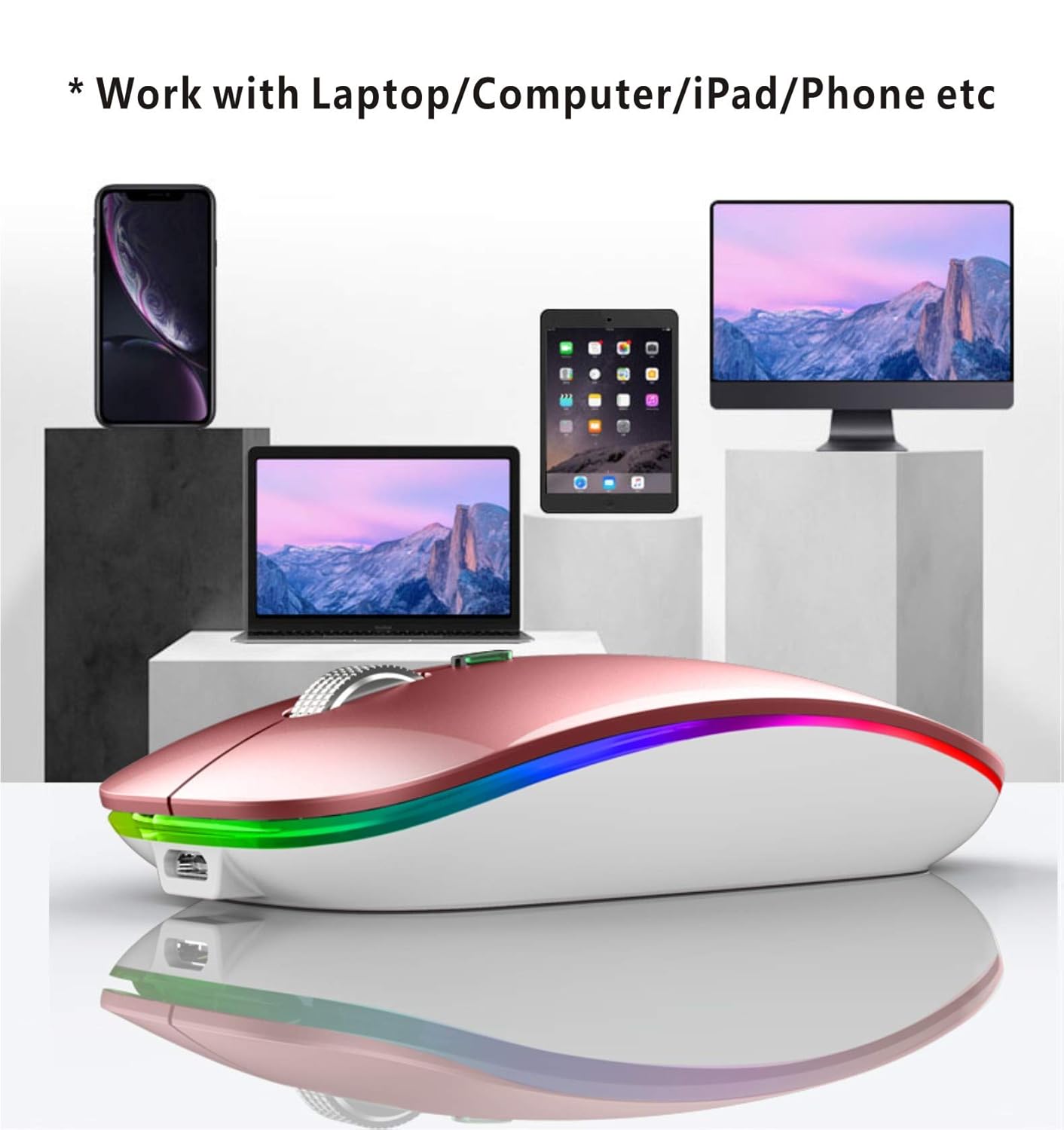 Silent Rechargeable Bluetooth 2.4G Wireless Gaming Mouse with 4 Buttons