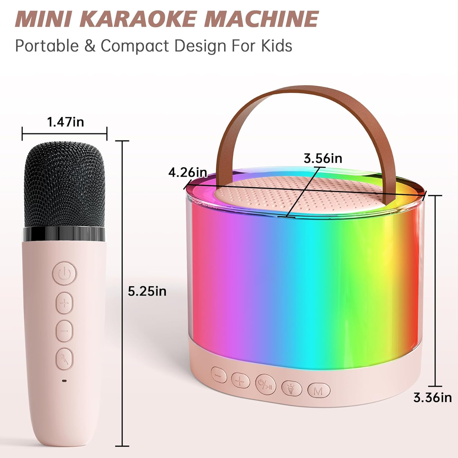 K52 Mini Bluetooth Speaker with Wireless Karaoke Mic & RGB Lights