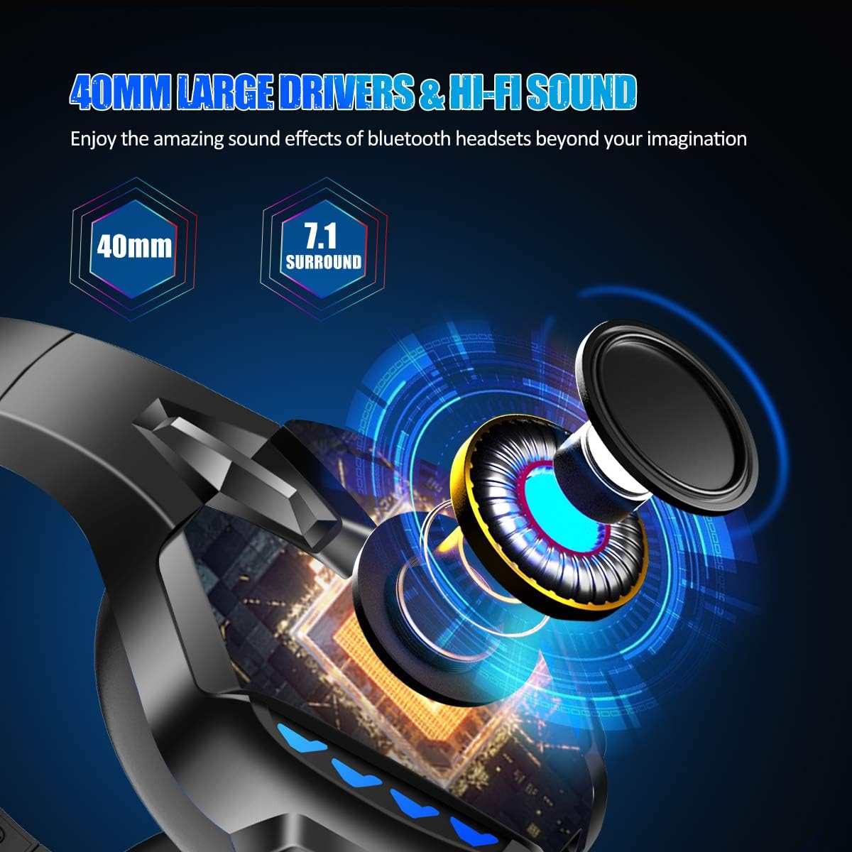 Pholnikas-Q10 Bluetooth Gaming Headset With Removable Microphone