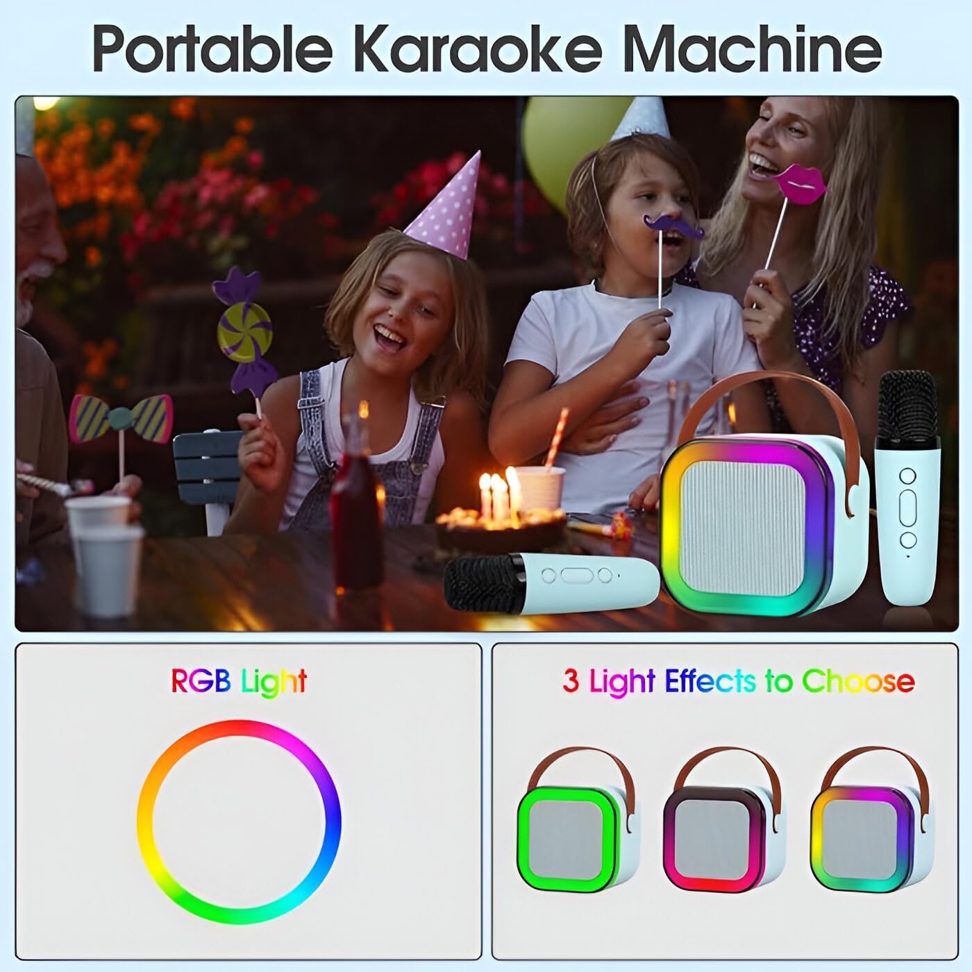 K12 Mini Portable Bluetooth Karaoke Speaker with Dual Microphones