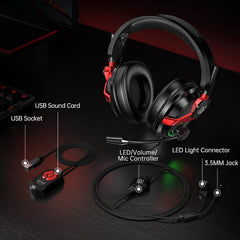 Tatybo-XW6 Gaming Headphones with Noise Canceling Microphone