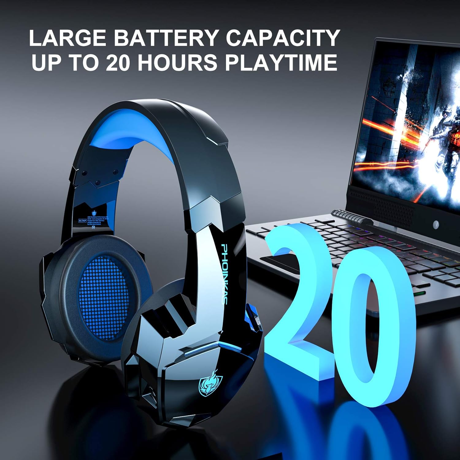 Pholnikas-G9000BT Wireless Gaming Headphones with 40H Playtime