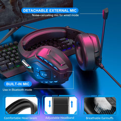 Pholnikas-Q10 Bluetooth Gaming Headset With Removable Microphone