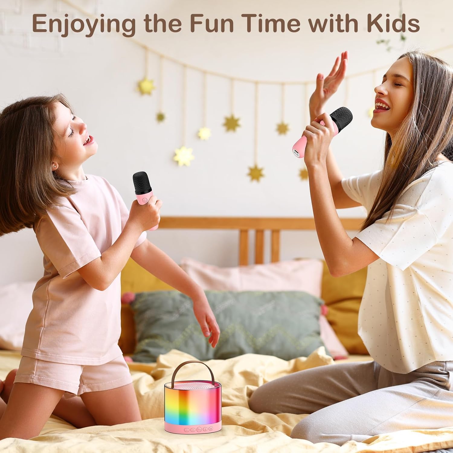 K52 Mini Bluetooth Speaker with Wireless Karaoke Mic & RGB Lights