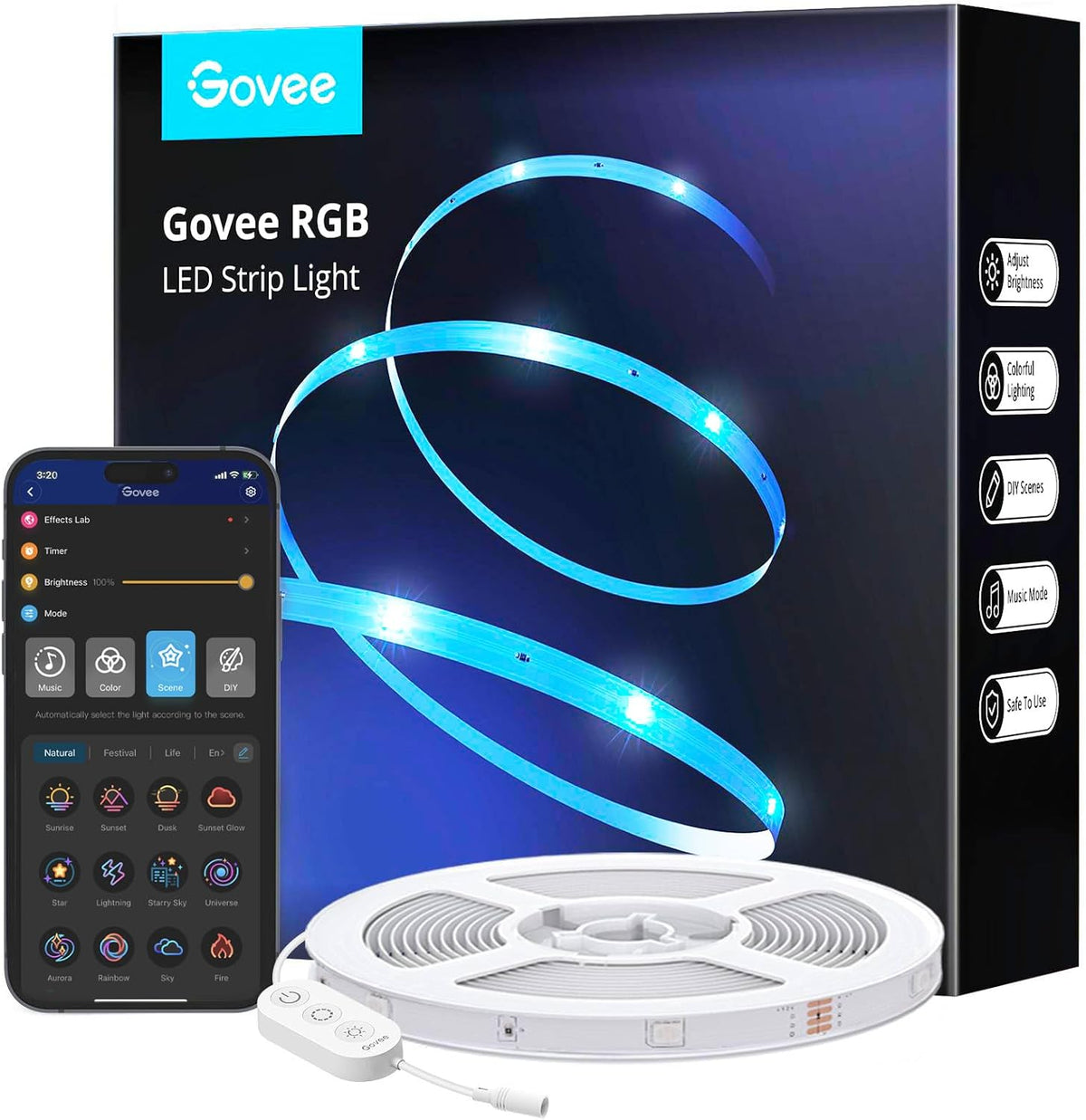 Govee H163A 16.4ft Bluetooth RGB LED Strip Lights - Perfect for Home Decor and Parties