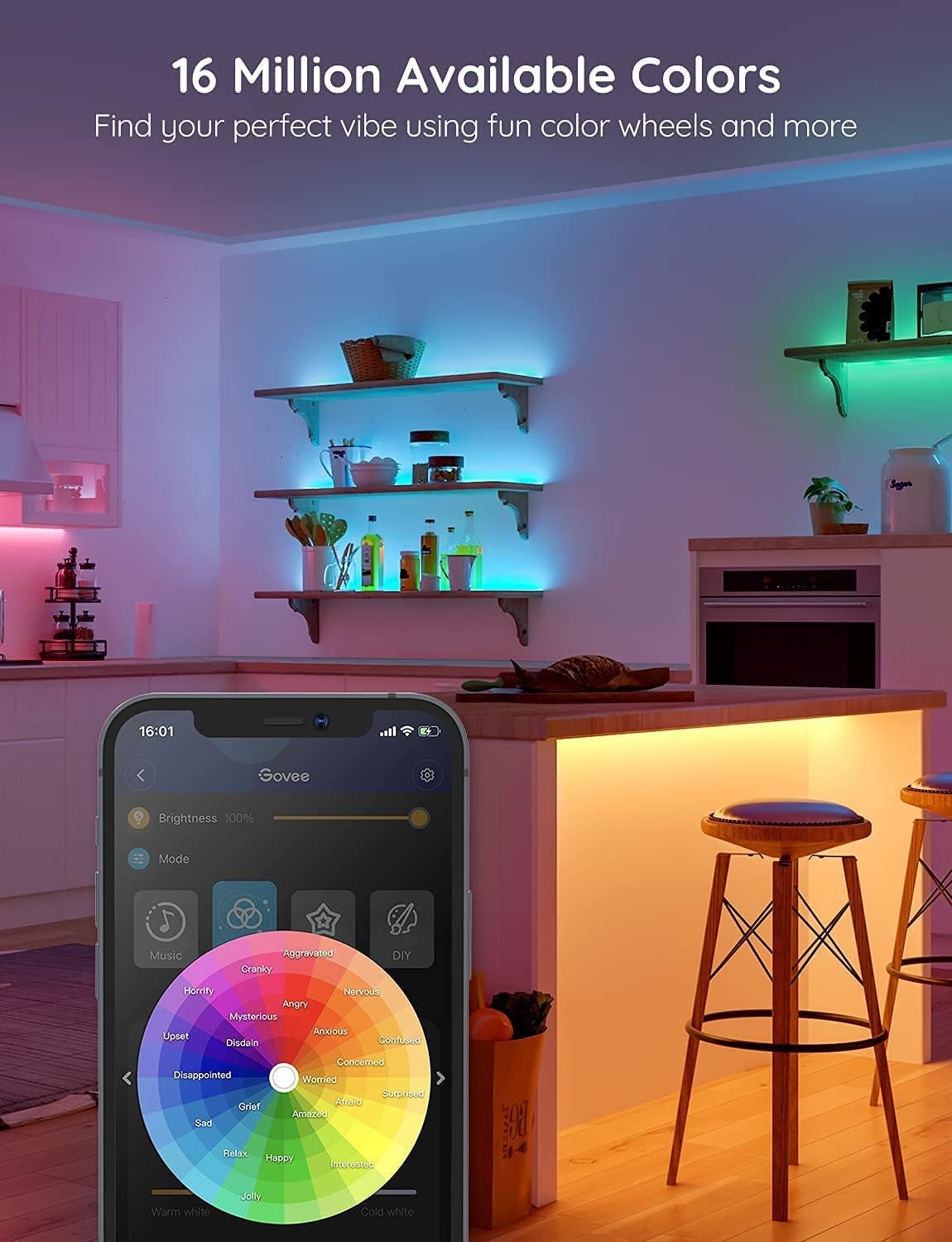 Govee H163A 16.4ft Bluetooth RGB LED Strip Lights - Perfect for Home Decor and Parties