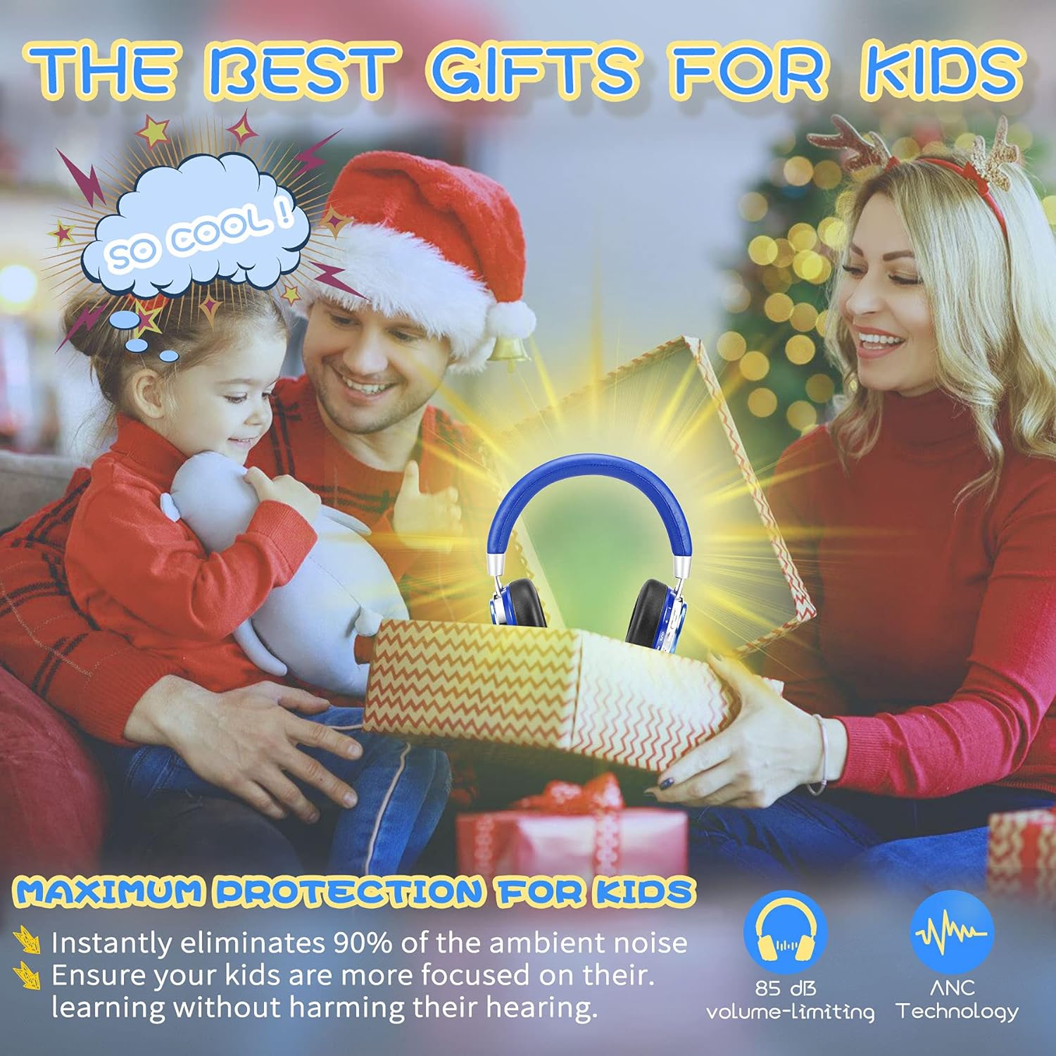 PROHEAR 010 Kids Bluetooth Active Noise Cancelling Headphones