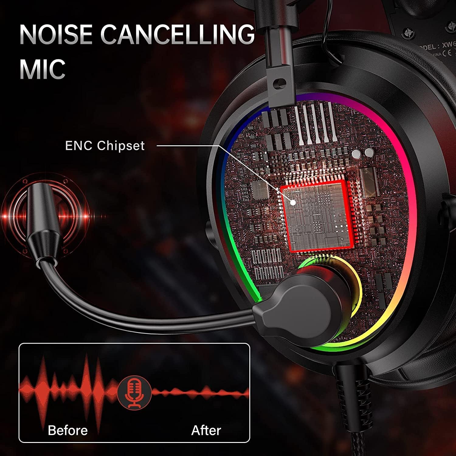 Tatybo-XW6 Gaming Headphones with Noise Canceling Microphone