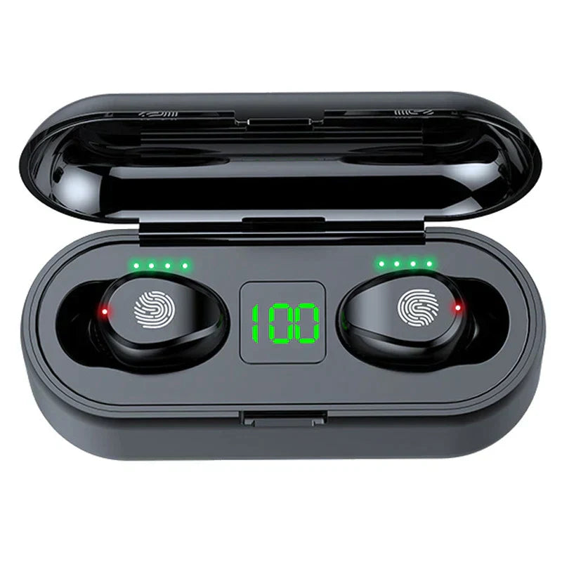 F9 HIFI Stereo Wireless Sport Touch Mini Earbuds Power Bank
