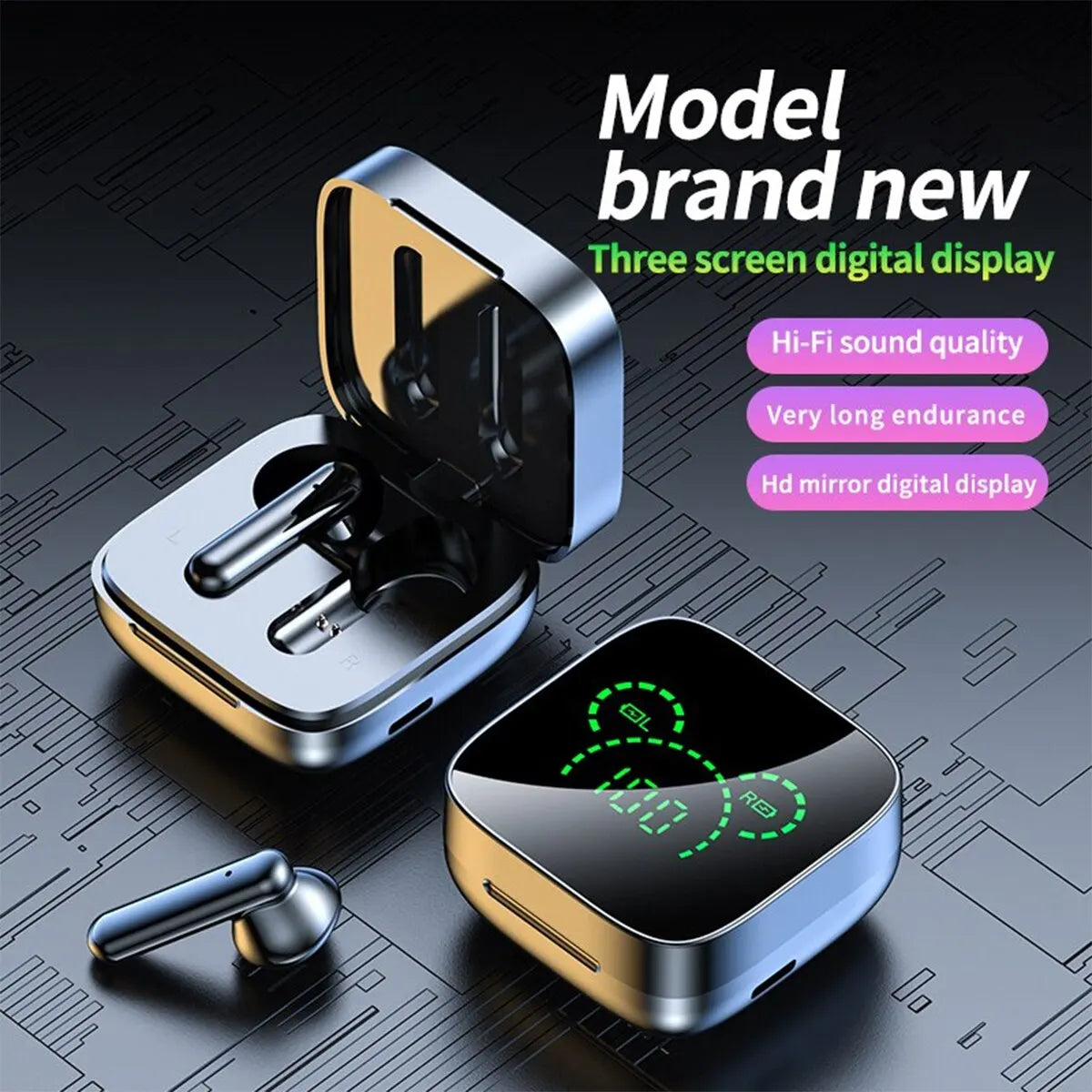 K60 Mirror TWS Wireless Smart Game Sports Earbuds