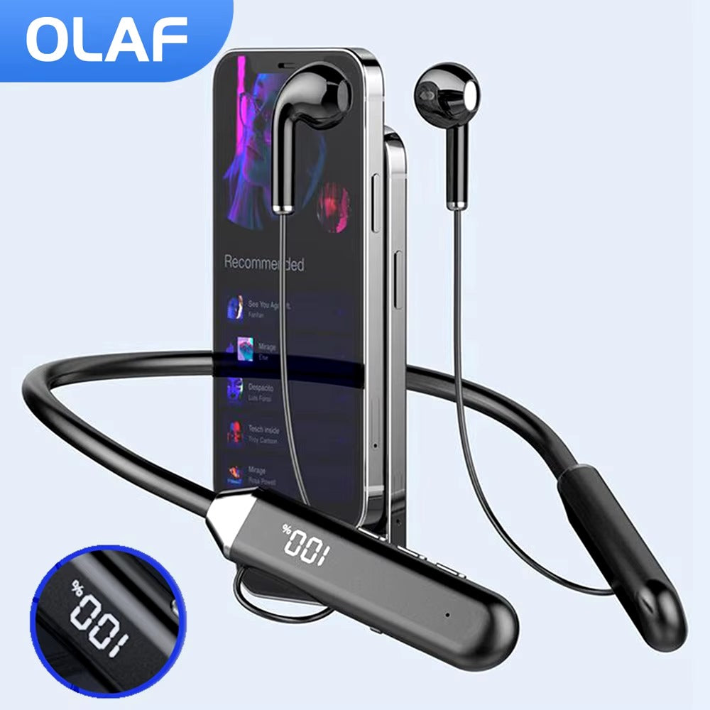 ED Neckband Earphones Wireless Bluetooth 5.2 Smart Digital Display