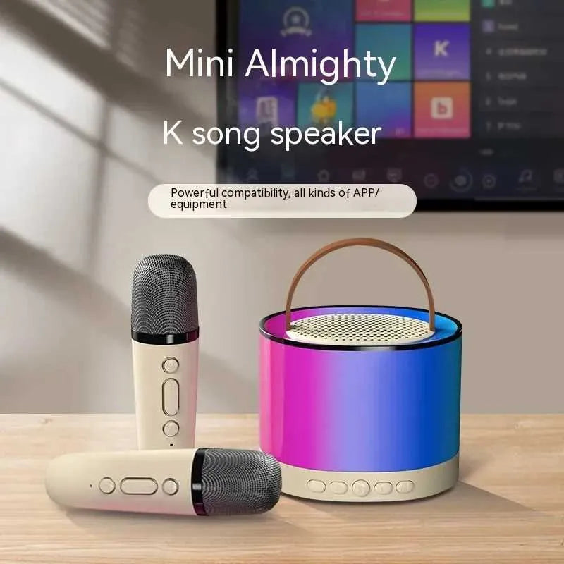K52 Mini Bluetooth Speaker with Wireless Karaoke Mic & RGB Lights